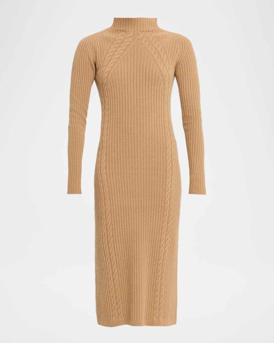 Zelanda Funnel-Neck Wool-Cashmere Midi Dress